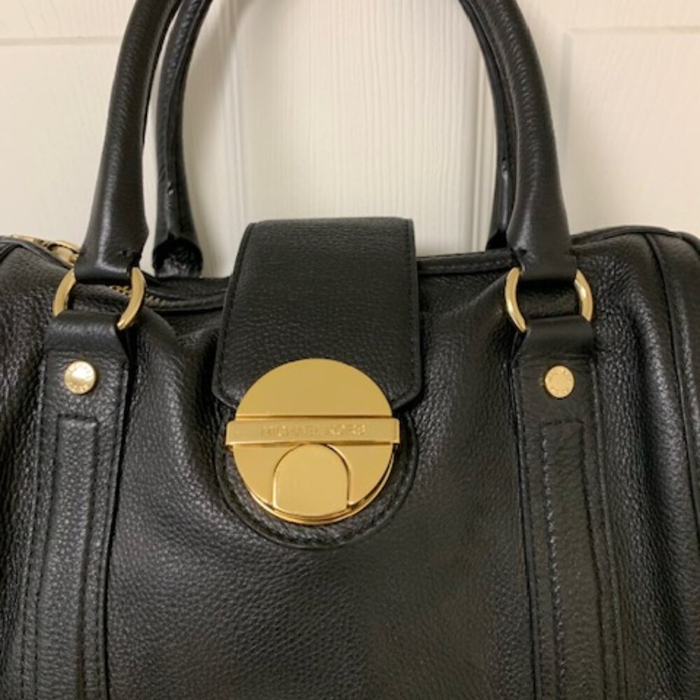 Michael Kors black pebbled leather Boston bag